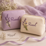 شنطة مكياج مطرزة باسم Rusul – Rusul Brand